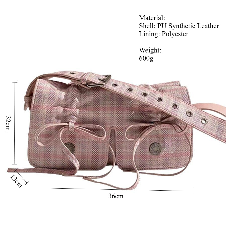 Ballet Bow Pleated Shoulder Bag PU Polyester  S5P343