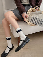 Load image into Gallery viewer, Floral Lace Trim Mid-Calf Slouch Socks Women N6C177