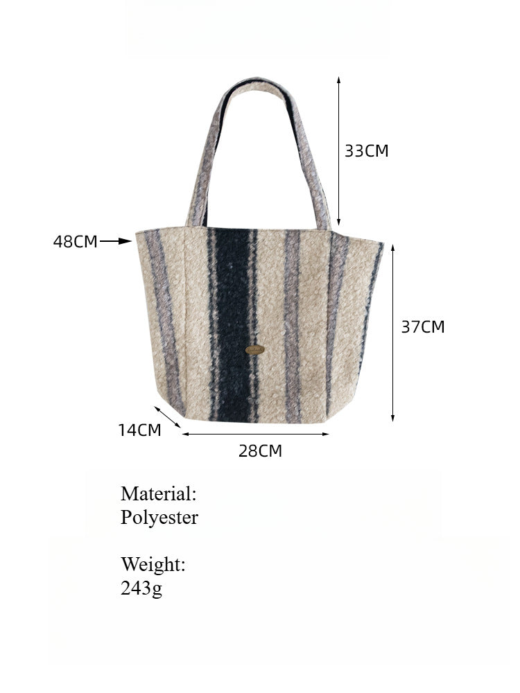 Reversible Wool Blend Tote Dual-Face Construction S5P324
