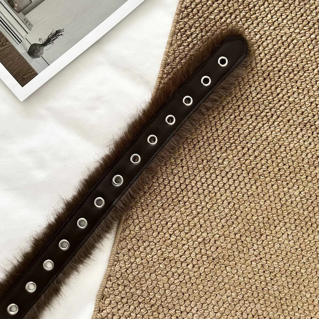 Women's Faux Leather Plush Wide Waist Belt N6J135
