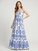 Load image into Gallery viewer, Ethnic Print Off-Shoulder Cross Beach Dress Women N6C255