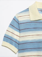 Load image into Gallery viewer, Simple Striped Knit Polo Shirt Short Sleeve Women N6G160