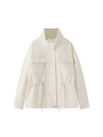 Load image into Gallery viewer, Loose Zip Stand Collar Adjustable Waist Jacket Women N6H130