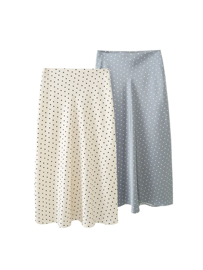 Polka Dot Satin Feel Simple Skirt Women N6E151
