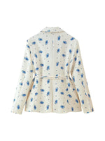 Load image into Gallery viewer, Floral Print Lapel Belted Blazer Women N6D029