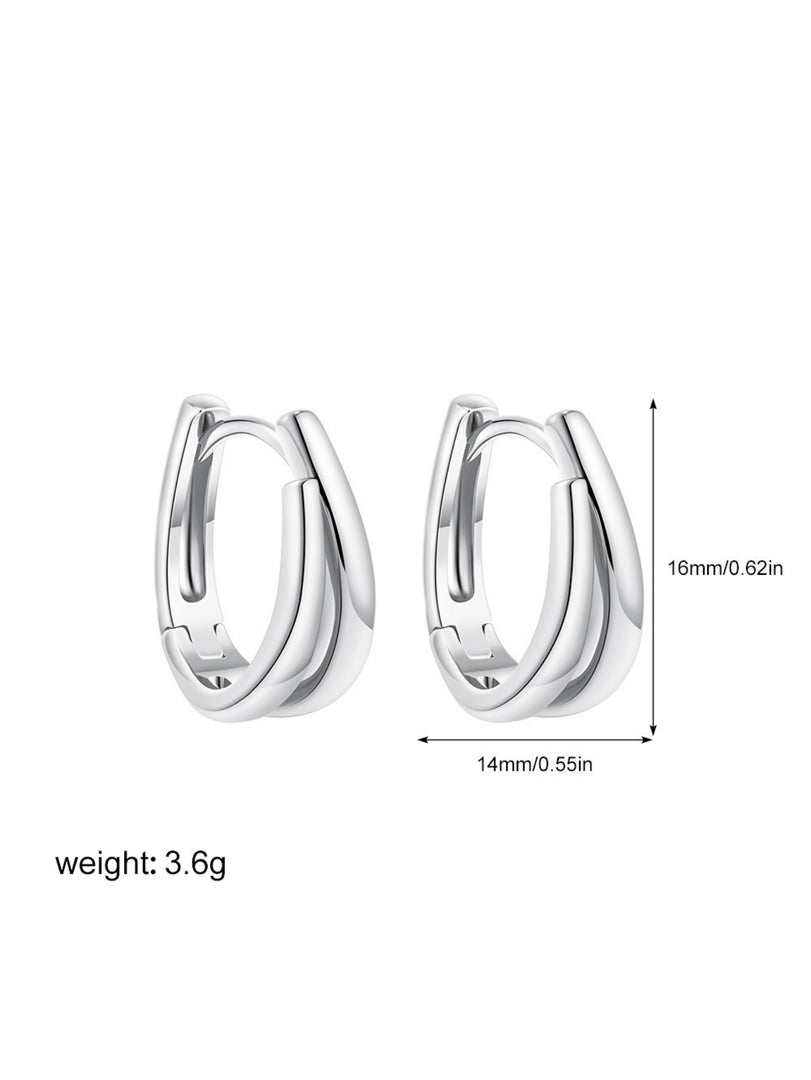 Two-tone Geometric U-Shape Ear Cuff Gold Plated  N6C182