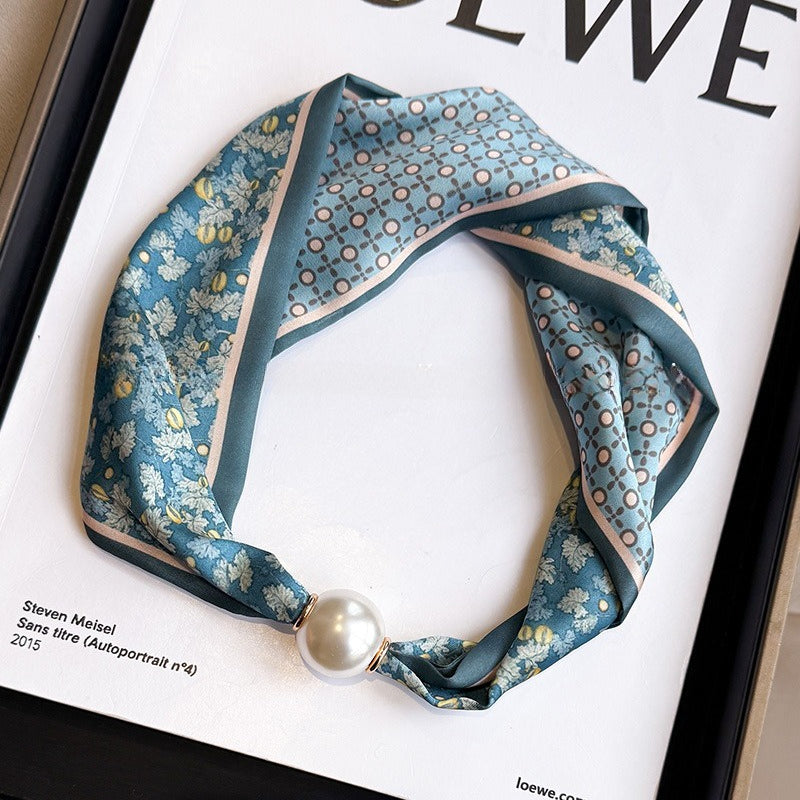 Womens Pearl Magnetic Clasp Slim Scarf N6K257