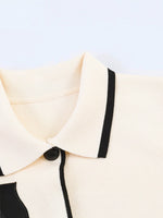 Load image into Gallery viewer, Color Block Trim Short Sleeve Knit Cardigan Women N6G158