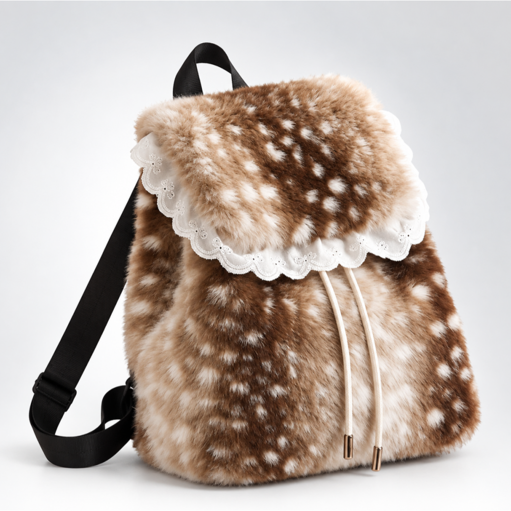 Women's Plush Deer Print Shoulder Tote Bag N6J173