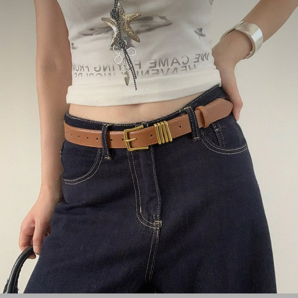 Simple Genuine Leather Belt Women Classic Decorative N6H327