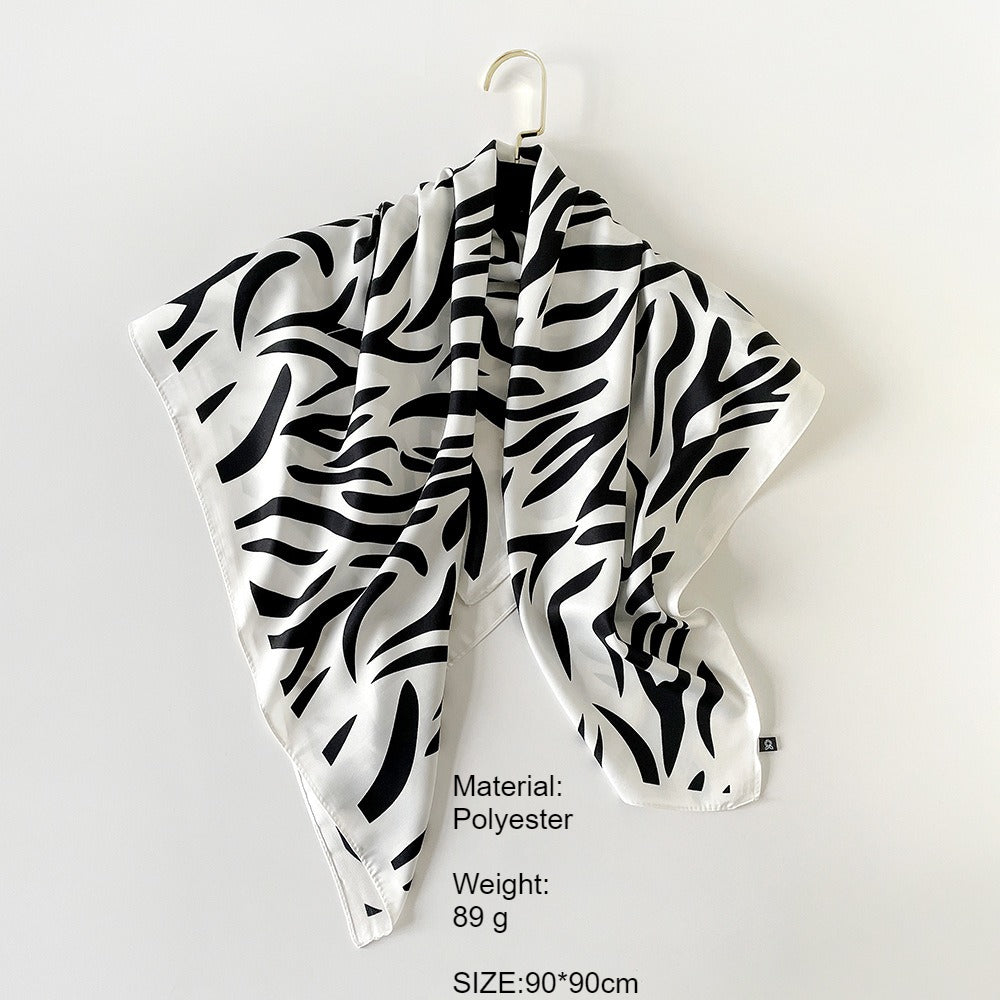 Animal Print Silk Scarf 90cm Square Lightweight Shawl N6G219