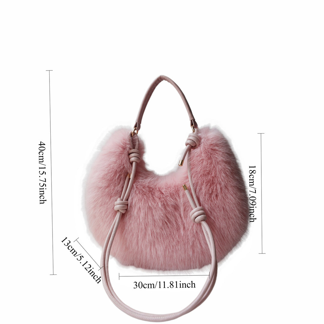 Women's Plush Crescent Shoulder Bag N6J117