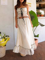 Load image into Gallery viewer, Bow Pleated Skirt Set Spaghetti Strap  N5Z229
