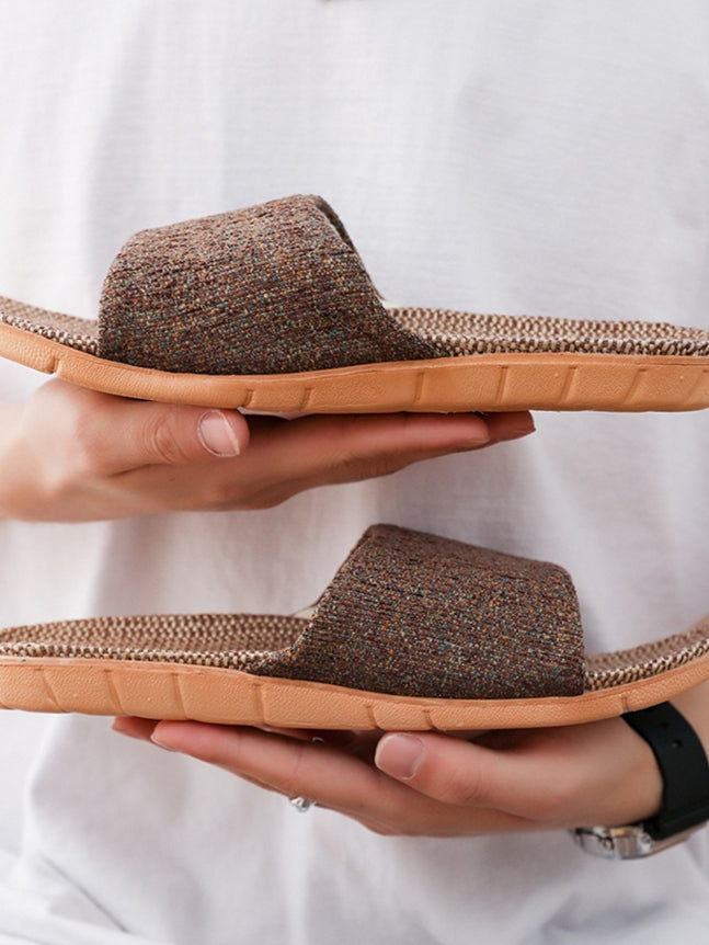 Non Slip Woven Linen Home Slippers Women N6C228