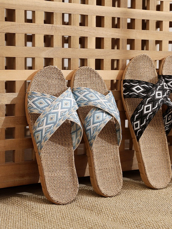 Breathable Anti-Slip Linen Slippers Women Summer N6C231