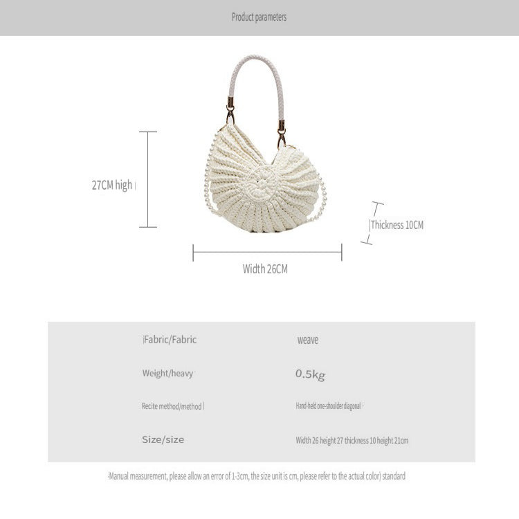 Handwoven Seashell Crossbody Bag Beach Crochet Tote N6F085