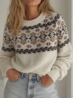 Load image into Gallery viewer, Oversized Drop Shoulder Retro Jacquard Knit Pullover N6G138