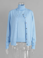 Load image into Gallery viewer, Knit Set High Neck Sleeveless Top Cardigan Two-Piece N6G134