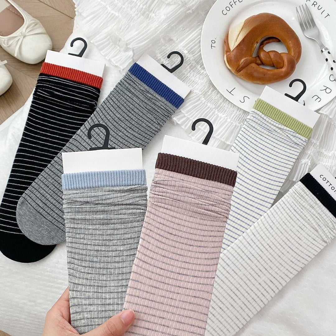 Dopamine Color Block Stripe Stack Socks Women N6H016