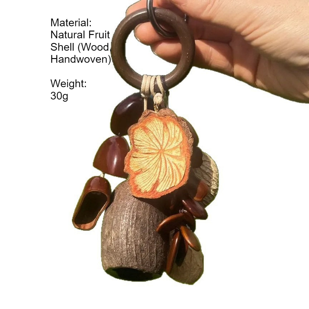 Handcrafted Seed Pod Wind Chime Bag Charm Maillard N6F309