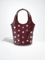 Load image into Gallery viewer, Tortoise Print Rivet Bucket Bag Women N6C028