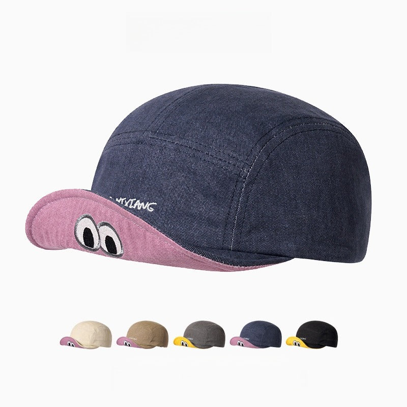 Cute Eye Embroidery Bucket Hat Women Turned-Up Brim N6C085