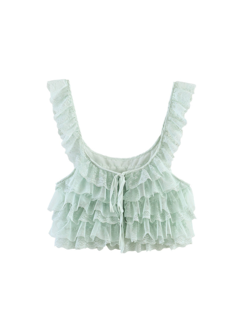 Lace Layered Crop Camisole Top Women N6F208