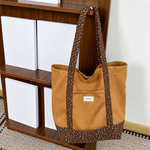 Load image into Gallery viewer, Women's Large Floral Color-Block Suede-Feel Tote Bag N6J210