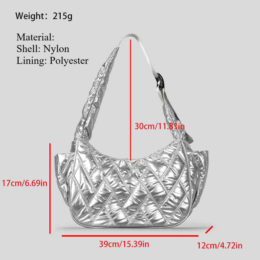 Quilted Dumpling Shoulder Bag Nylon  Polyester S5P376