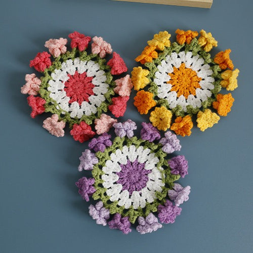 Handmade Crochet Lily of Valley Coaster Bag Charm N6G034