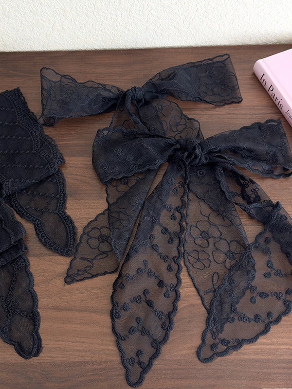 Black Lace Headband Scarf Long 130cm Women N6C009