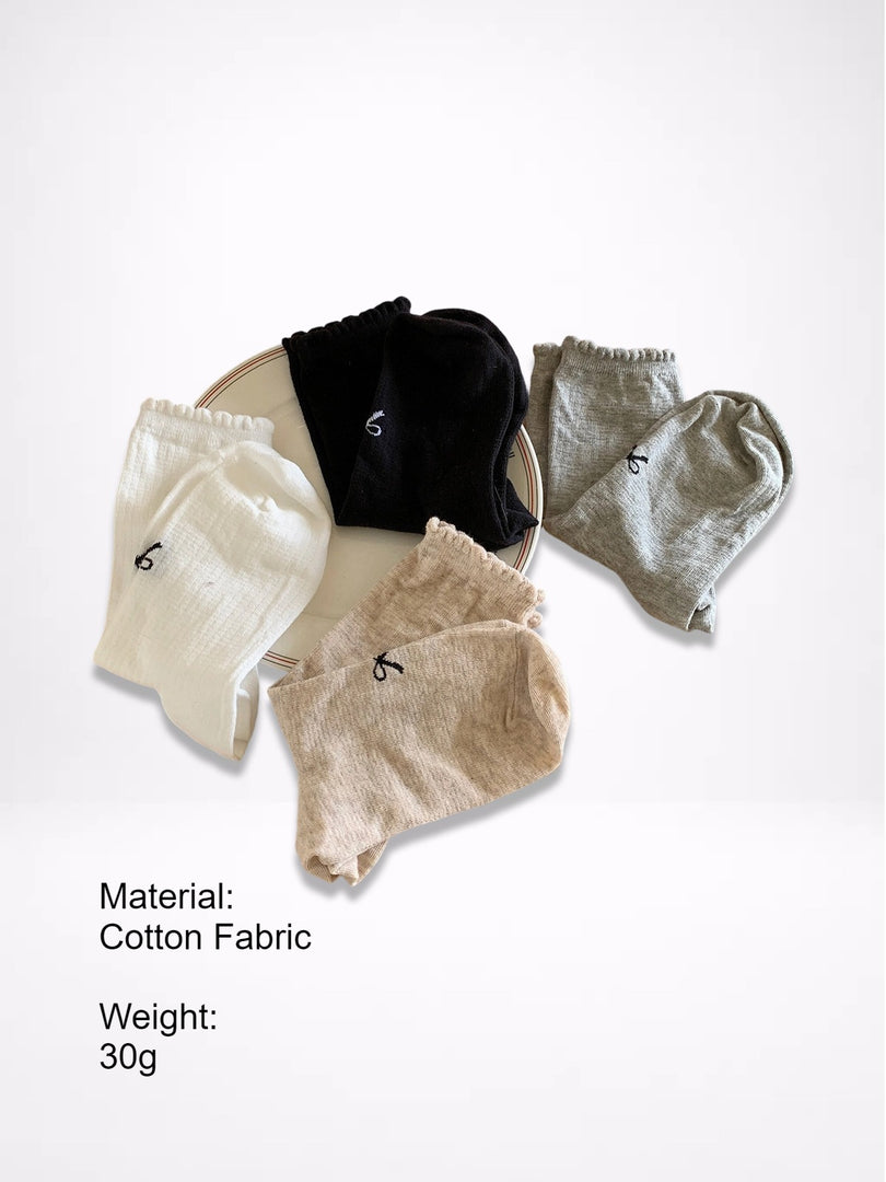 Bow Ruffle Mid Calf Socks Women N6C175