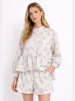 Load image into Gallery viewer, French Puff Sleeve Crop Top and Shorts Set Women N6C189