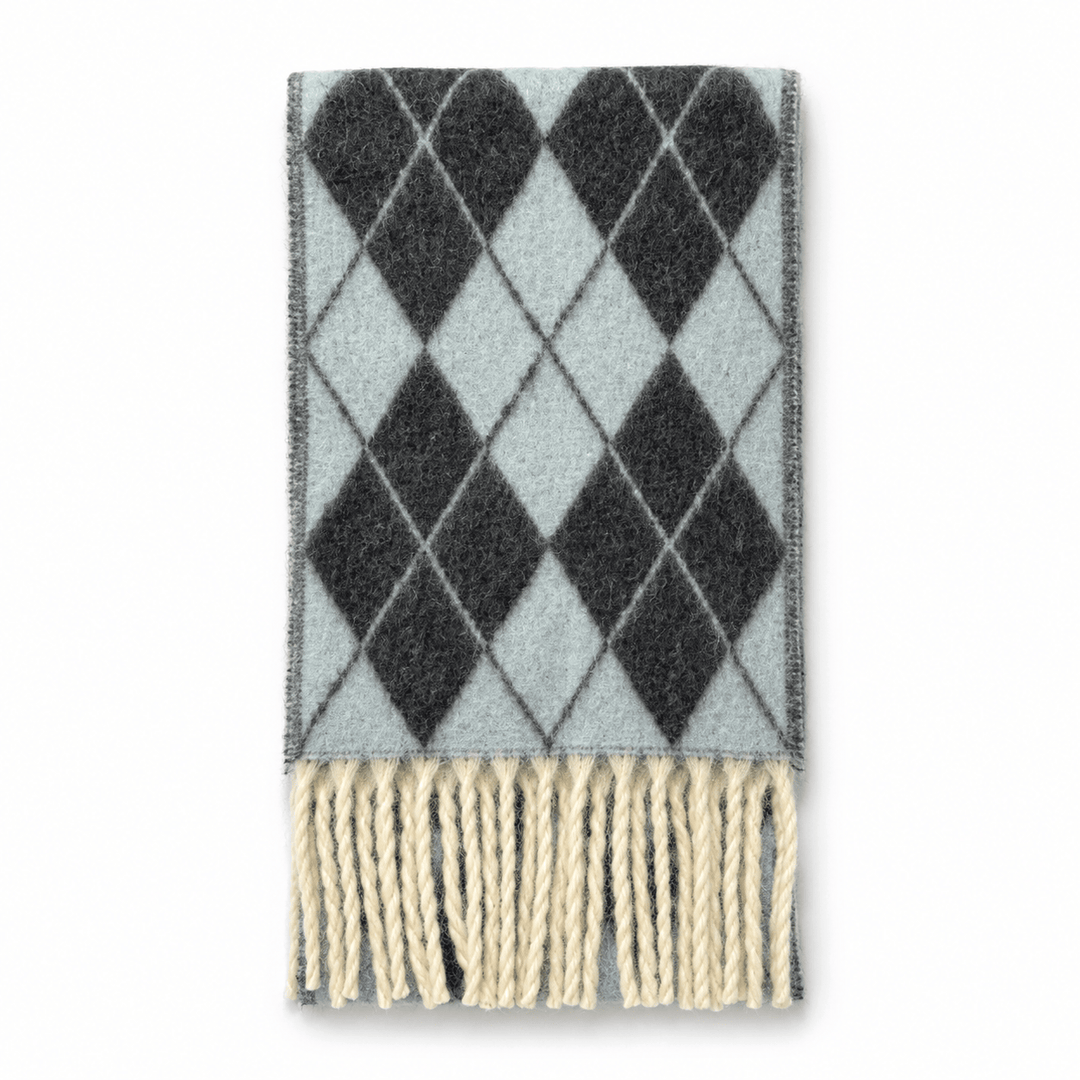 Wool Blend Diamond Jacquard Fringe Scarf N6K231