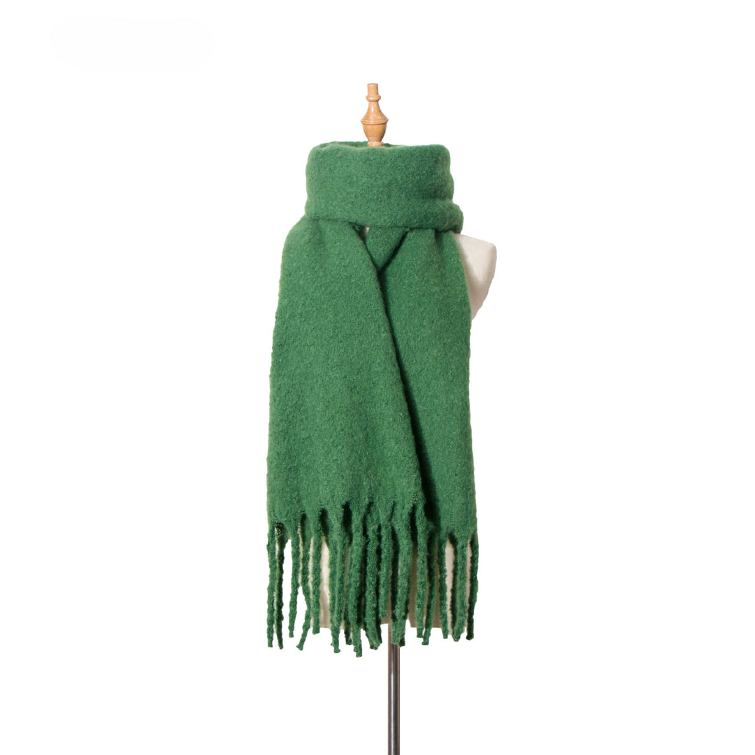 Womens Solid Color Boucle Chunky Fringe Scarf N6K251