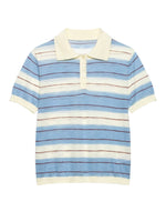 Load image into Gallery viewer, Simple Striped Knit Polo Shirt Short Sleeve Women N6G160
