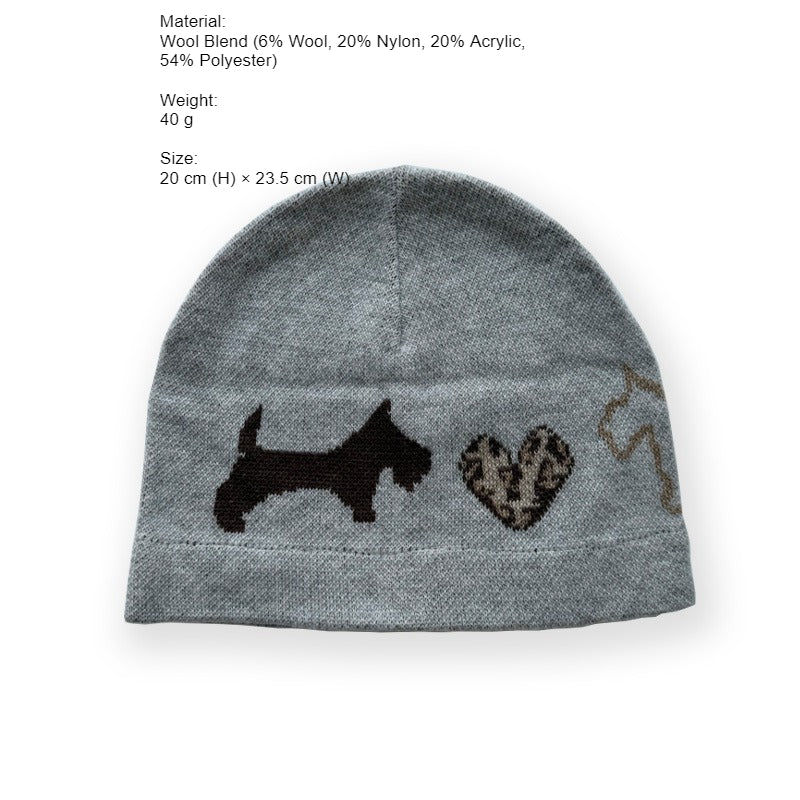 Leopard Heart Puppy Jacquard Wool Blend Beanie Women N6H208