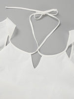 Load image into Gallery viewer, White Linen Flutter Sleeve Top and Wide Leg Pants Set N6D111