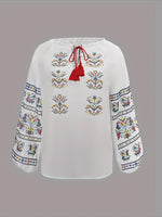 Load image into Gallery viewer, Ethnic Embroidered Loose Long Sleeve Shirt Women N6D099