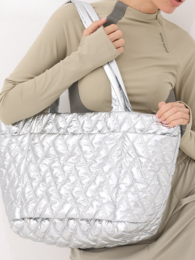 Diamond Quilted Nylon Tote  S5P377