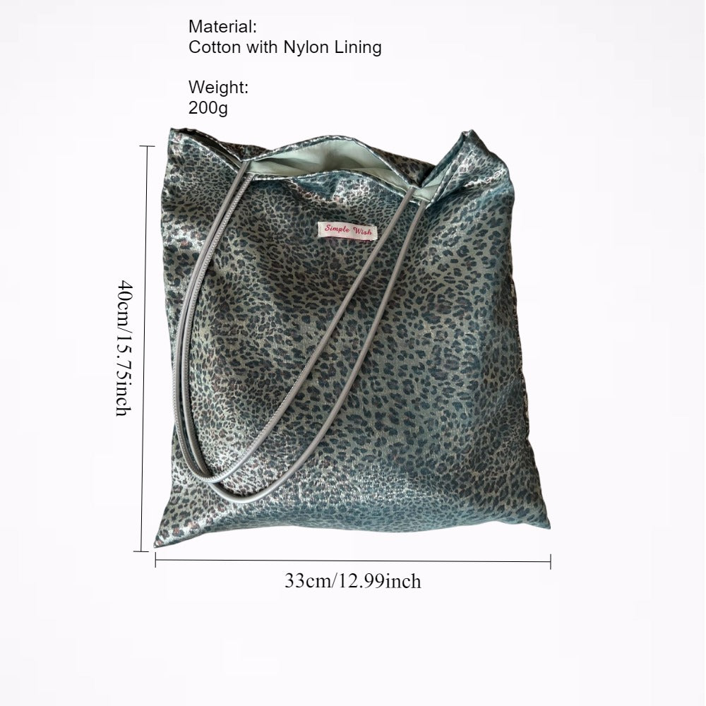 Vintage Cotton Lace Shoulder Bag Canvas Leopard N6F170