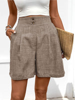 Load image into Gallery viewer, High Waist Straight Leg Button Shorts Women Casual N6F245
