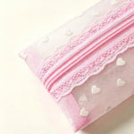 Load image into Gallery viewer, Heart Flocked Nylon Mesh Pencil Pouch N6J263