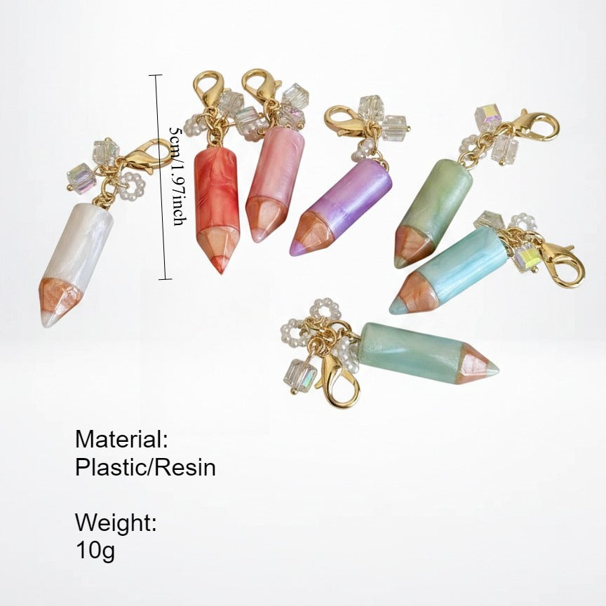 Dopamine Glitter Liquid Pencil Charm Keychain N6D044