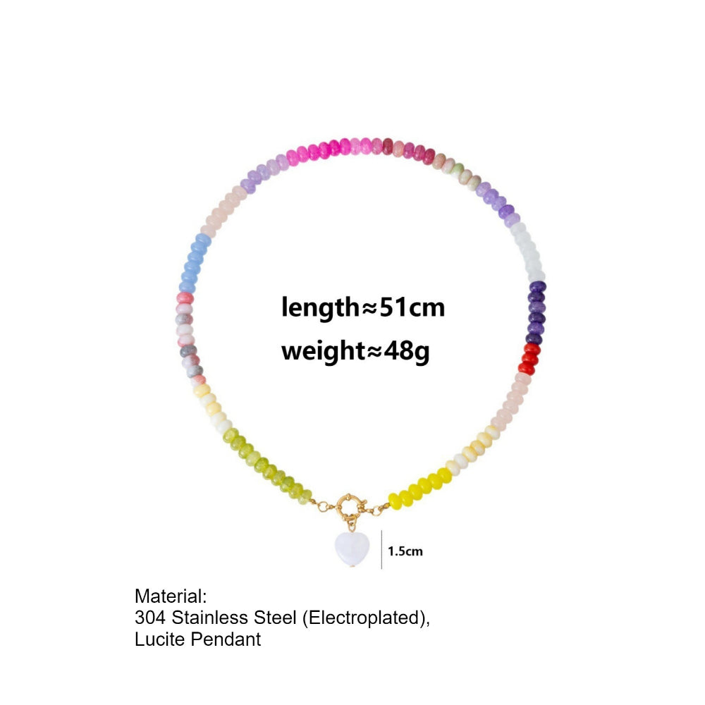 Beach Style Beaded Heart Lucite Necklace N6E113