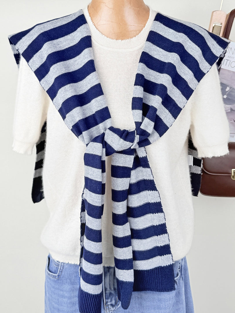 Striped Knit Shawl Scarf Wrap Women N6E175