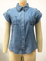Load image into Gallery viewer, Retro Short Sleeve Denim Shirt Women N6D082