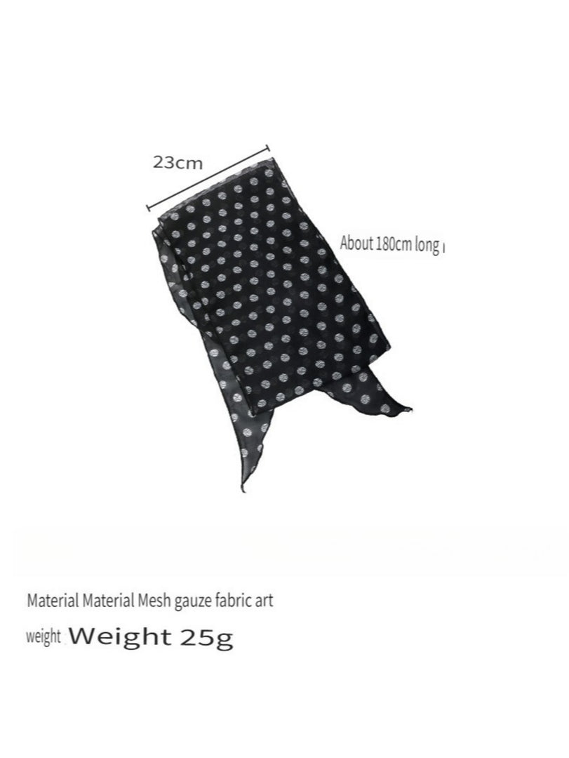 Polka Dot Mesh Long Scarf 180cm Women N6C011