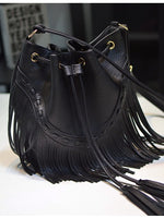Load image into Gallery viewer, Handmade Fringe Drawstring Bucket Bag Women N6C220