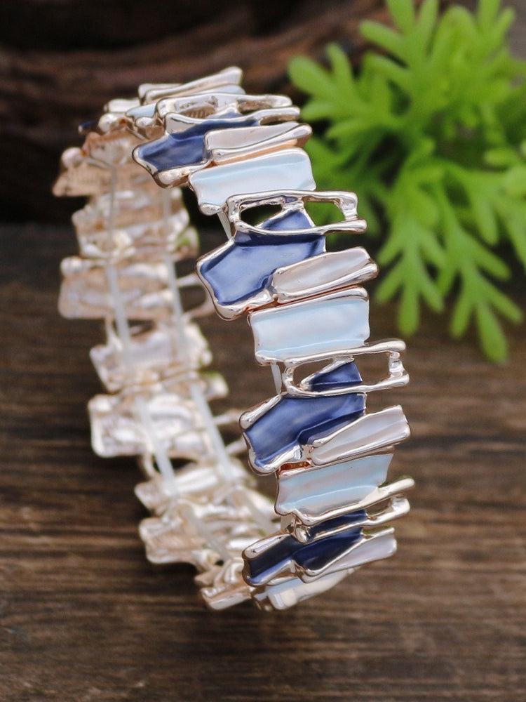 Color Drip Hand-Painted Geometric Stretch Bangle N6C213